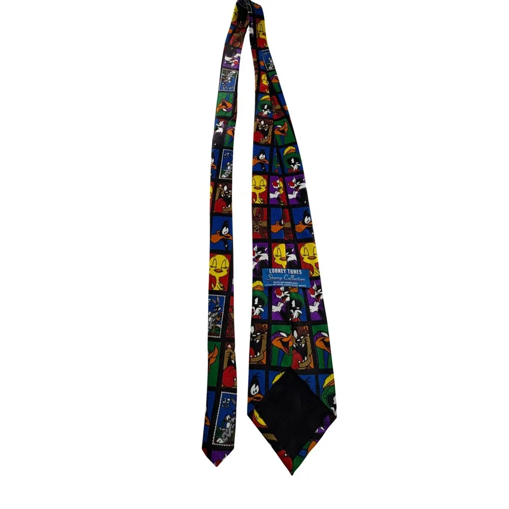 Vintage 1997 Looney Tunes Stamp Collection Necktie Warner Bros USPS Characters
